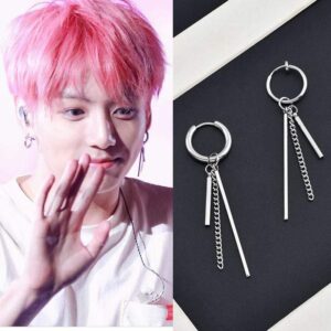 Men Women Punk Earrings Stainless Steel Ear Clip Tassel Long Chain Hip-hop Street Pop Ear Guys Jewelry Hipster Rock Stud Earring - K-Pop France