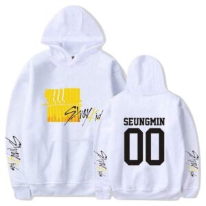 Sweat Stray Kids Blanc- Yellow Weed avec nom - K-Pop France