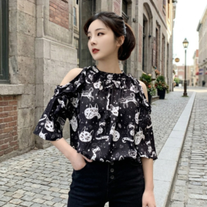 Blouse Imprimé Chat - K-Pop France