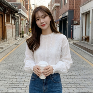 Blouse Dentelle Blanche Oversize - K-Pop France