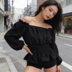 Blouse Coréenne Taille Froncée - K-Pop France