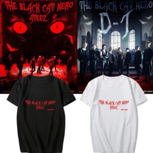 T-Shirt Ateez Black Cat Nero Z - K-Pop France