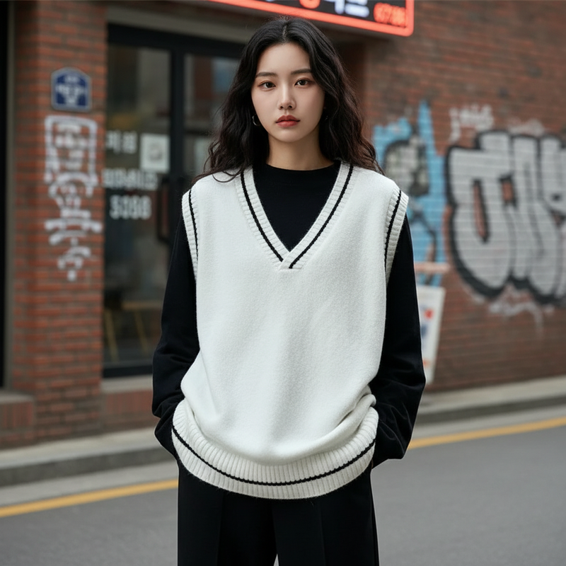Pull Oversize Sans Manches - K-Pop France