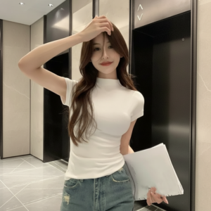 T-Shirt Korean à Col Montant - K-Pop France