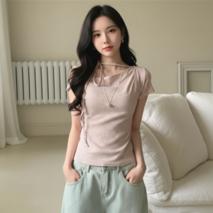 T-Shirt Coréen Kawaii à Pois - K-Pop France