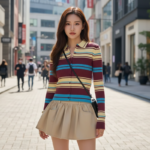 Cardigan Coréen à Rayures - K-Pop France