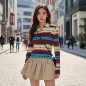 Cardigan Coréen à Rayures - K-Pop France