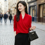 Pull Col Croisé en Laine - K-Pop France