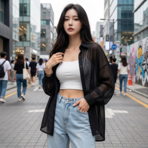 Chemise Transparente Oversize - K-Pop France