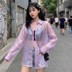 Chemise Transparente Holographique - K-Pop France