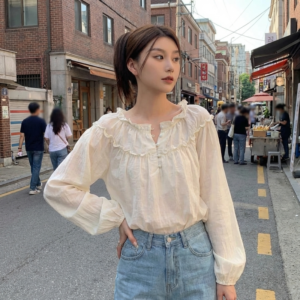 Blouse à Manches Bouffantes - K-Pop France