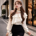 Blouse à Pois Col Stylé - K-Pop France
