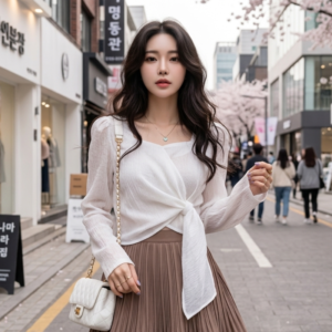 Blouse Nouée Col Carré - K-Pop France