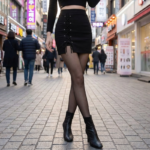 Mini Jupe Noire à Lacets - K-Pop France