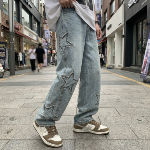 Jean Baggy Etoiles Brodées - K-Pop France