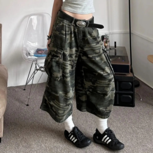 Pantalon Cargo Camouflage Baggy - K-Pop France