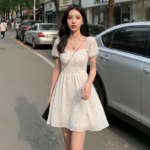 Robe Fleurie Manches Bouffantes - K-Pop France