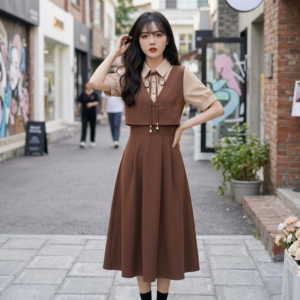 Robe Coréenne Effet Deux Pièces - K-Pop France