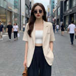 Blazer Coréen à Manches Courtes - K-Pop France