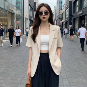 Blazer Coréen à Manches Courtes - K-Pop France