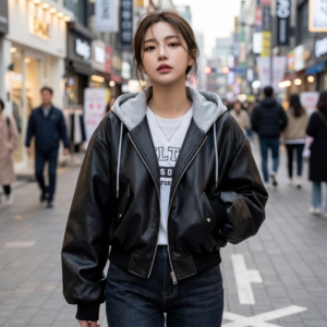 Veste Coréenne en Cuir PU - K-Pop France