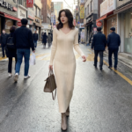 Robe Longue en Maille Côtelée - K-Pop France