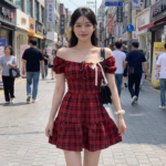Robe à Carreaux Rouge - K-Pop France