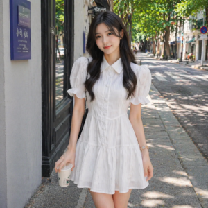 Robe Chemise Blanche - K-Pop France