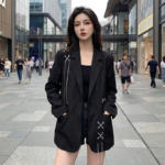 Blazer Coréen Ample Noir - K-Pop France